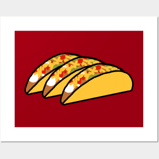 Three Tacos Food for Hungry Foodie Posters and Art